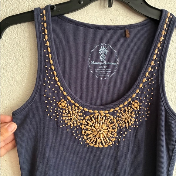Tommy Bahama Navy Tank Top with Beaded Accents XS - Picture 5 of 10